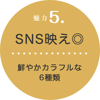 魅力5. SNS映え◎ 鮮やかカラフルな6種類